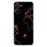 Kılıfland Realme 10 ile Uyumlu Silikon Kılıf, Harita ve Uçak Tasarımı, Siyah