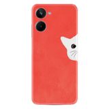 Kılıfland Realme 10 ile Uyumlu Silikon Kılıf, Kedoş Desen, Kırmızı