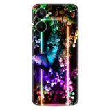 Kılıfland Realme 10 ile Uyumlu Silikon Kılıf, Love Flow Desen, Siyah, Mor Çiçek