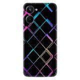 Kılıfland Realme 10 ile Uyumlu Silikon Kılıf, Neon Geometrik Desen, Siyah