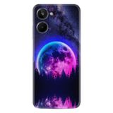 Kılıfland Realme 10 ile Uyumlu Silikon Kılıf, Özel Seri Star Planet Tasarım, Mor-Pembe