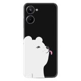 Kılıfland Realme 10 ile Uyumlu Silikon Kılıf, Panda Desen, Siyah-Beyaz