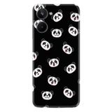 Kılıfland Realme 10 ile Uyumlu Silikon Kılıf, Panda Suratları Desen, Siyah