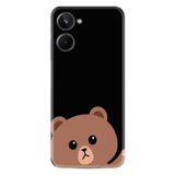 Kılıfland Realme 10 ile Uyumlu Silikon Kılıf, Platinium Series, Desenli, Hello Bear, Siyah