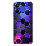 Kılıfland Realme 10 ile Uyumlu Silikon Kılıf, Platinium Series, Neon Petek Desenli, Mavi-Mor