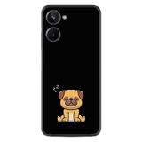 Kılıfland Realme 10 ile Uyumlu Silikon Kılıf, Platinium Series, Uyuyan Köpek Desenli, Siyah