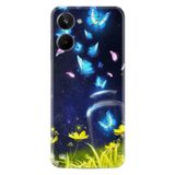 Kılıfland Realme 10 ile Uyumlu Silikon Kılıf, Resimli Desenli Baskılı, Mavi Kelebekli Çiçek Motifli