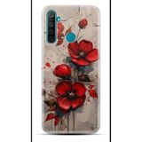 Kılıfland Realme 5i ile Uyumlu Boutique Baskılı Kırmızı Çiçek Desenli Kılıf