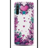 Kılıfland Realme 5i ile Uyumlu Kılıf, Boutique Baskılı, Kalpler ve Çiçek Desenli, Pembe