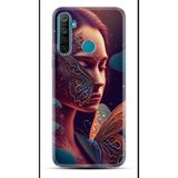 Kılıfland Realme 5i ile Uyumlu Kılıf, Boutique Baskılı, Kelebek Kadın Deseni, Renk75