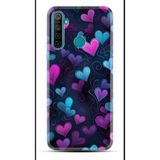 Kılıfland Realme 5i ile Uyumlu Kılıf, Boutique Baskılı, Mavi Kalp Desenli