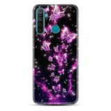 Kılıfland Realme 5i ile Uyumlu Kılıf, Boutique Baskılı, Pembe Neon Kelebekler, Siyah