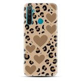 Kılıfland Realme 5i ile Uyumlu Kılıf, Leopar Desenli Kalp Baskılı, Bej
