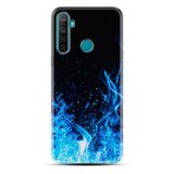 Kılıfland Realme 5i ile Uyumlu Silikon Kılıf, Blue Fire Desen, Siyah