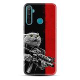 Kılıfland Realme 5i ile Uyumlu Silikon Kılıf, Desen Özel Seri, Çılgın Kedi, Siyah-Kırmızı