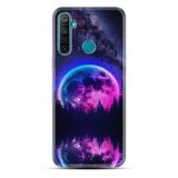 Kılıfland Realme 5i ile Uyumlu Silikon Kılıf, Desen Özel Seri Star Planet, Mor-Pembe