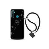 Kılıfland Realme 5i Silikon Kılıf, Ipli Boyun Askılı, Desenli Planet, Siyah