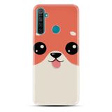 Kılıfland Realme 6i ile Uyumlu Silikon Kılıf, Sevimli Köpek Deseni, Turuncu-Beyaz