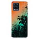 Kılıfland Realme 8 128GB Silikon Kılıf, Çiçek Desen, Turuncu-Yeşil Gradient