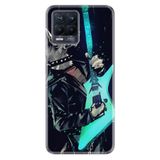 Kılıfland Realme 8 ile Uyumlu Silikon Kılıf, Gitar Desen, Siyah-Turkuaz