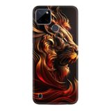 Kılıfland Realme C21Y ile Uyumlu Boutique Baskılı Arslan Desenli Telefon Kılıfı, Siyah