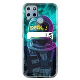 Kılıfland Realme C25s ile Uyumlu Kartlıklı Silikon Kılıf, Space Desenli, Siyah