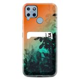 Kılıfland Realme C25s ile Uyumlu Kartvizitli Kartlıklı Silikon Kılıf, Çiçek Desenli, Siyah