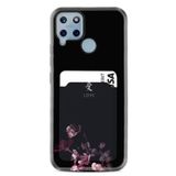 Kılıfland Realme C25S ile Uyumlu Kartvizitli Kartlıklı Silikon Kılıf, Desenli, Siyah