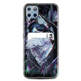Kılıfland Realme C25s ile Uyumlu Kartvizitli Kartlıklı Silikon Kılıf, Dog Eyes Desenli, Siyah