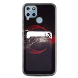 Kılıfland Realme C25S ile Uyumlu Kartvizitli Kartlıklı Silikon Kılıf, Kurt ve Ay Yıldız Desenli, Siyah