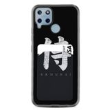 Kılıfland Realme C25S ile Uyumlu Kartvizitli Kartlıklı Silikon Kılıf, Samurai Desenli, Siyah