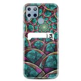 Kılıfland Realme C25s ile Uyumlu Telefon Kılıfı, Kartvizitli Kartlıklı, Desenli Silikon, Turkuaz-Mor, Circles