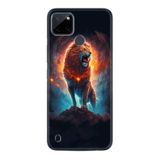 Kılıfland Realme C25Y ile Uyumlu Boutique Baskılı Arslan Desenli Telefon Kılıfı, Siyah