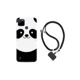 Kılıfland Realme C25Y ile Uyumlu Ipli Boyun Askılı Desenli Silikon Kılıf, Sevimli Panda