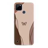 Kılıfland Realme C25Y ile Uyumlu Kılıf, Boutique Baskılı, Kahve Kelebek Desenli