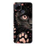Kılıfland Realme C25Y ile Uyumlu Kılıf, Boutique Baskılı, Siyah Kedi Desenli