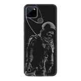 Kılıfland Realme C25y ile Uyumlu Silikon Kılıf, Astronot Iskelet Desen, Siyah