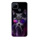 Kılıfland Realme C25y ile Uyumlu Silikon Kılıf, Desen Özel Seri, Carisma Cat, Mor