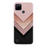 Kılıfland Realme C25Y ile Uyumlu Silikon Kılıf, Mermer Desenli, Pembe-Siyah