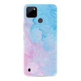 Kılıfland Realme C25Y ile Uyumlu Silikon Kılıf, Resimli Desenli Baskılı, Pink Blue Abstract