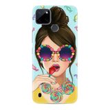Kılıfland Realme C25Y ile Uyumlu Silikon Kılıf, Resimli Desenli Baskılı, Şeker ve Kadın Temalı, Renkli