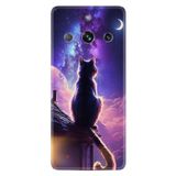 Kılıfland Realme C25Y Kılıf, Boutique Baskılı, Damdaki Kedi Tasarımı, Mor