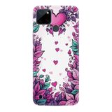 Kılıfland Realme C25Y Kılıf, Boutique Baskılı, Kalpler ve Çiçek Desenli, Beyaz