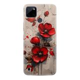 Kılıfland Realme C25Y Kılıf, Boutique Baskılı, Kırmızı Çiçek Desenli