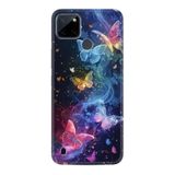 Kılıfland Realme C25Y Kılıf, Boutique Baskılı, Neon Kelebekler, Mavi