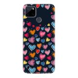 Kılıfland Realme C25Y Kılıf, Boutique Baskılı Renkli Kalpler Desen, Siyah