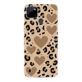 Kılıfland Realme C25Y Kılıf, Leopar Kalp Baskılı, Boutique Serisi, Bej