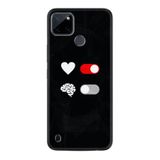 Kılıfland Realme C25Y Silikon Kılıf, Desen Özel Seri, Love Brain, Siyah