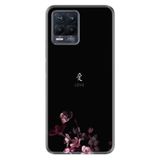 Kılıfland Realme C25Y Silikon Kılıf, Desen Özel Seri Love, Siyah, Çiçek Motifli