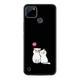 Kılıfland Realme C25Y Silikon Kılıf, Desenli Özel Seri Love Cats, Siyah